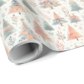 Kleurrijke winterbomen op feestelijke wrap cadeaupapier (Rol Hoek)