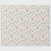 Kleurrijke winterbomen op feestelijke wrap cadeaupapier (Vlak)