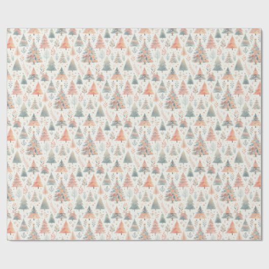 Kleurrijke winterbomen op feestelijke wrap cadeaupapier (Vlak)
