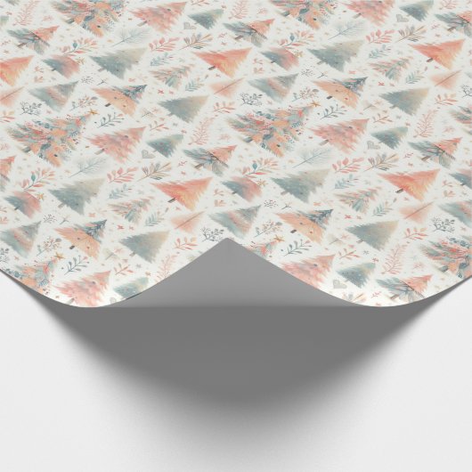 Kleurrijke winterbomen op feestelijke wrap cadeaupapier (Hoek)