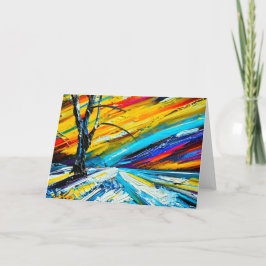 Kleurrijke winterlandschapskunst notitiekaartje