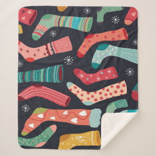 Kleurrijke winterse sokken, naadloos patroon. sherpa deken