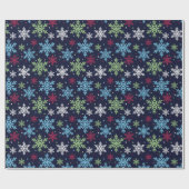 Kleurrijke wintersneeuwvlokken cadeaupapier (Vlak)