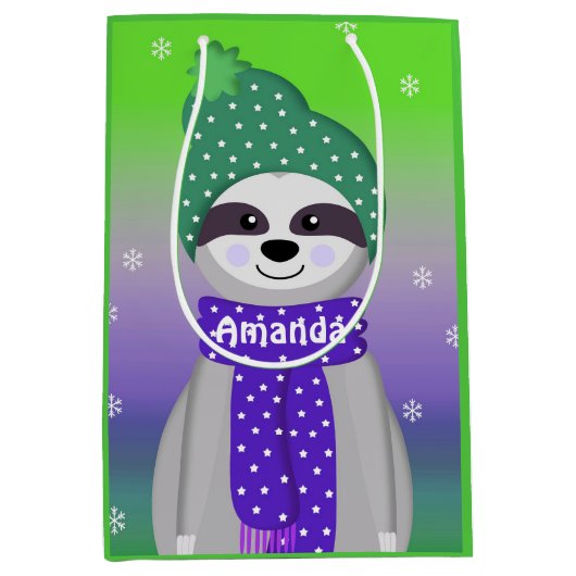 Kleurrijke wintertas met wieltjes medium cadeauzakje (Voorkant)