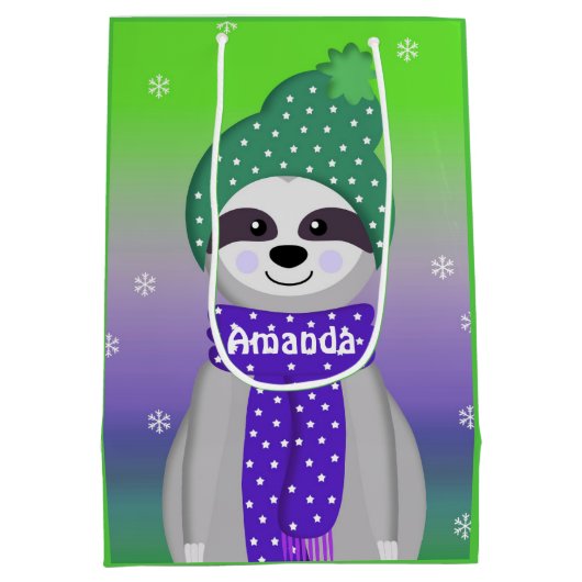 Kleurrijke wintertas met wieltjes medium cadeauzakje (Achterkant)