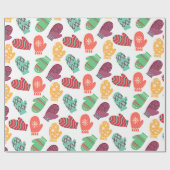 Kleurrijke winterwanten cadeaupapier (Vlak)