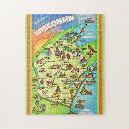 Kleurrijke Wisconsin-prentbriefkaart 11x14 Legpuzzel