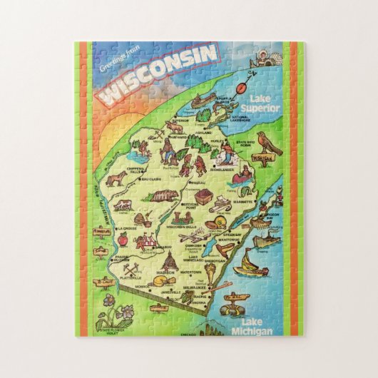 Kleurrijke Wisconsin-prentbriefkaart 11x14 Legpuzzel (Verticaal)
