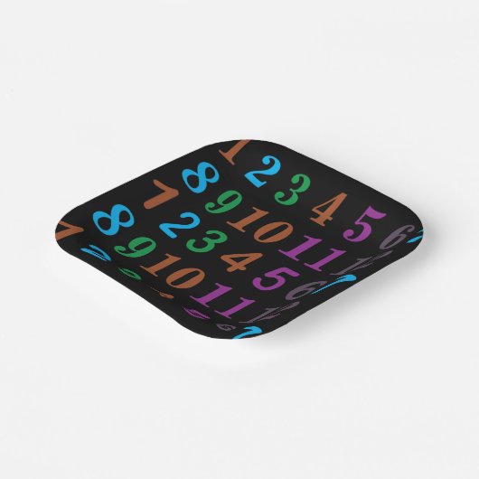Kleurrijke Wiskunde Nummers Partij Papieren Bordje (Gebogen)