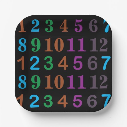Kleurrijke Wiskunde Nummers Partij Papieren Bordje (Voorkant)