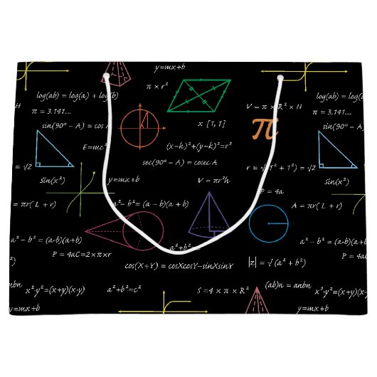 Kleurrijke wiskundige vergelijkingen Wiskunden Groot Cadeauzakje (Voorkant)