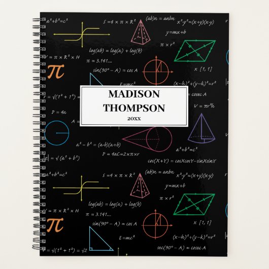 Kleurrijke wiskundige vergelijkingen Wiskunden Planner (Voorkant)