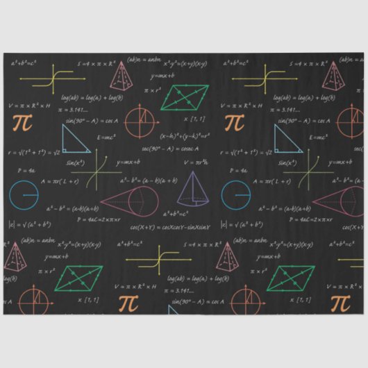 Kleurrijke wiskundige vergelijkingen Wiskunden Tissuepapier (Voorkant)