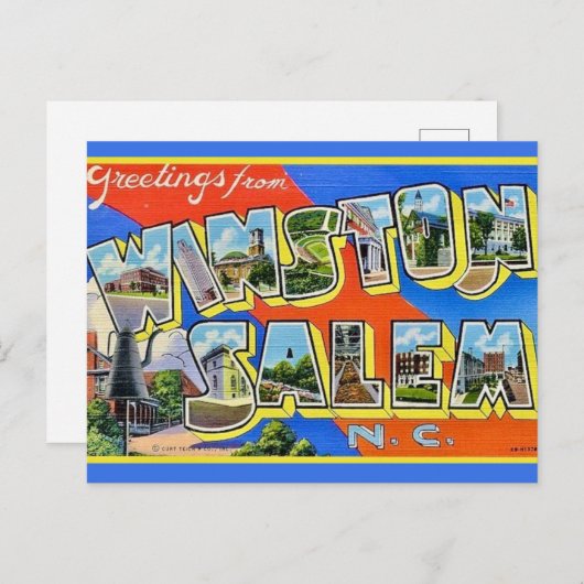 Kleurrijke Wiston Salem NC Groeten  Postkaart (Voorkant / Achterkant)