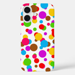 Kleurrijke witte achtergrond Polka Dots iPhone 16 Hoesje