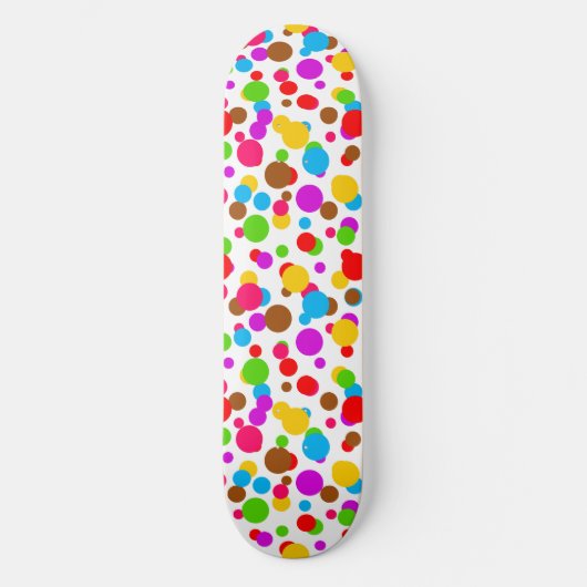 Kleurrijke witte achtergrond Polka Dots Persoonlijk Skateboard (Voorkant)