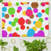 Kleurrijke witte achtergrond Polka Dots Theedoek (Gevouwen)