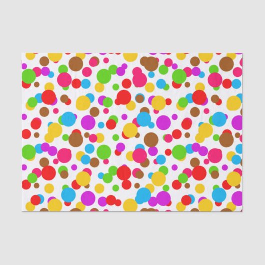 Kleurrijke witte achtergrond Polka Dots Tissuepapier (Voorkant)