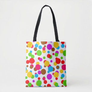 Kleurrijke witte achtergrond Polka Dots Tote Bag