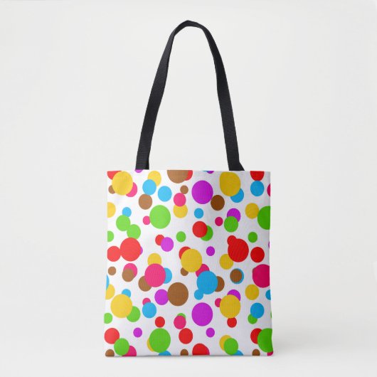 Kleurrijke witte achtergrond Polka Dots Tote Bag (Voorkant)