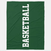 Kleurrijke witte BASKETBAL tekst op diep bosgroen Fleece Deken (Voorkant)