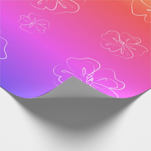 Kleurrijke witte bloemen cadeaupapier (Hoek)