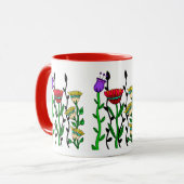 Kleurrijke witte bloemen mok (Voorkant links)