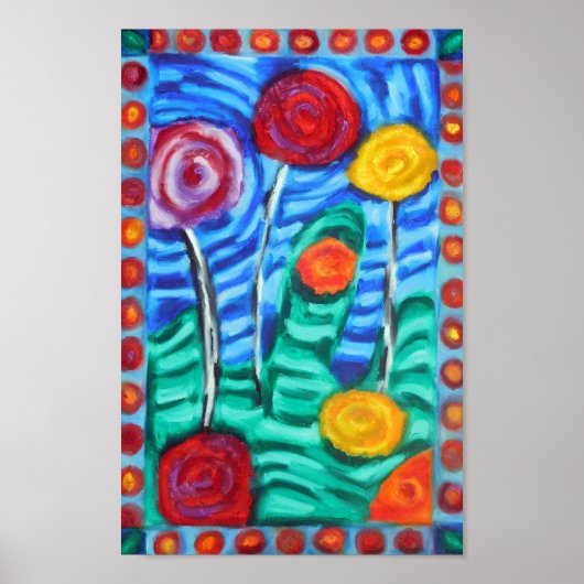 Kleurrijke, witte bomen poster (Voorkant)