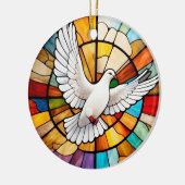 Kleurrijke witte duif Glas in lood Bird Keramisch Ornament (Links)