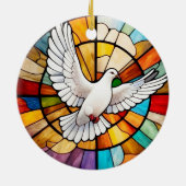Kleurrijke witte duif Glas in lood Bird Keramisch Ornament (Achterkant)