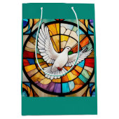 Kleurrijke witte duif Glas in lood Bird Medium Cadeauzakje (Voorkant)