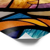 Kleurrijke witte duif Glas in lood Bird Perfect Poster (Hoek)