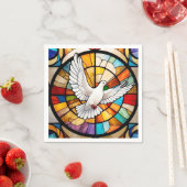 Kleurrijke witte duif Glas in lood Bird Servet (Insitu)