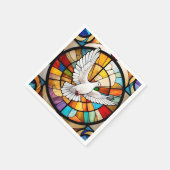 Kleurrijke witte duif Glas in lood Bird Servet (Hoek)