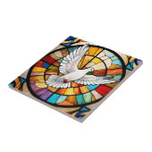 Kleurrijke witte duif Glas in lood Bird Tegeltje (Zijkant)