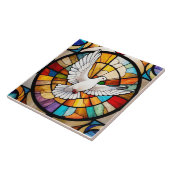 Kleurrijke witte duif Glas in lood Bird Tegeltje (Zijkant)