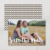 Kleurrijke witte handlettering foto save the date (Voorkant / Achterkant)