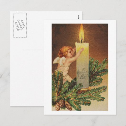 Kleurrijke  witte kerstagel kaart (Voorkant / Achterkant)