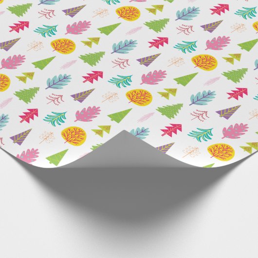 Kleurrijke witte kerstbomen, papier voor het oppak (Hoek)