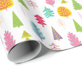 Kleurrijke witte kerstbomen, papier voor het oppak (Rol Hoek)