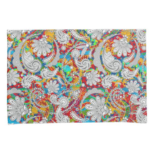  kleurrijke witte paisleypatronen kussensloop (Voorkant-Rechts)