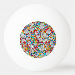  kleurrijke witte paisleypatronen rond bevestigen pingpongbal