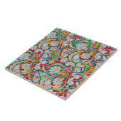kleurrijke witte paisleypatronen tegeltje (Zijkant)