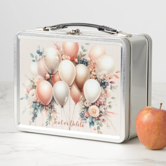 Kleurrijke Witte Perzik Bloemen Ballonnen Elegant  (In situ)