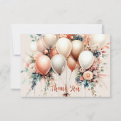 Kleurrijke Witte Perzik Bloemen Ballonnen Elegant Bedankkaart (Voorkant)