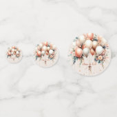 Kleurrijke Witte Perzik Bloemen Ballonnen Elegant Confetti (Voorkanten)