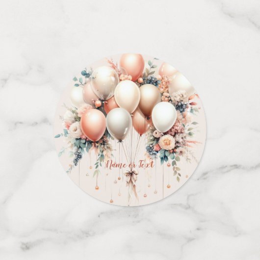 Kleurrijke Witte Perzik Bloemen Ballonnen Elegant  Confetti (Kleine voorkant)