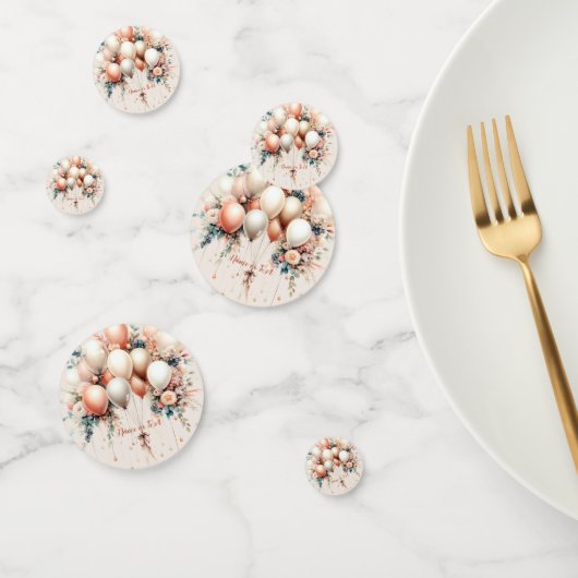 Kleurrijke Witte Perzik Bloemen Ballonnen Elegant Confetti (Groep)