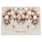 Kleurrijke Witte Perzik Bloemen Ballonnen Elegant  Groot Cadeauzakje (Voorkant)