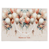 Kleurrijke Witte Perzik Bloemen Ballonnen Elegant  Groot Cadeauzakje (Achterkant)